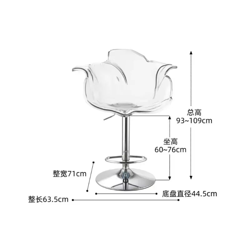 Modern Transparent Acrylic Bar Stools, Stylish Furniture and Balcony Seats, Simple and Luxurious Transparent Petal Dining Chairs