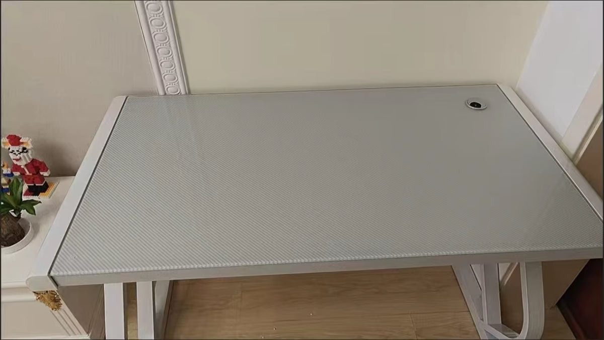 Carbon Fiber Gaming Desk Computer Desk with Tempered Glass Top & Reinforced Steel Frame Modern Gamer Desk Home Office Furniture