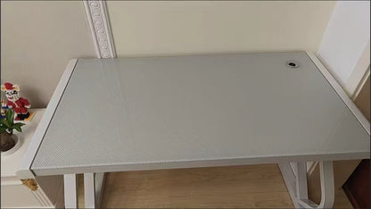 Carbon Fiber Gaming Desk Computer Desk with Tempered Glass Top & Reinforced Steel Frame Modern Gamer Desk Home Office Furniture