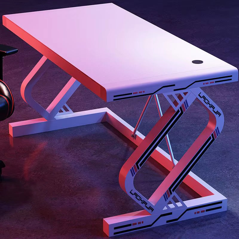 Carbon Fiber Gaming Desk Computer Desk with Tempered Glass Top & Reinforced Steel Frame Modern Gamer Desk Home Office Furniture