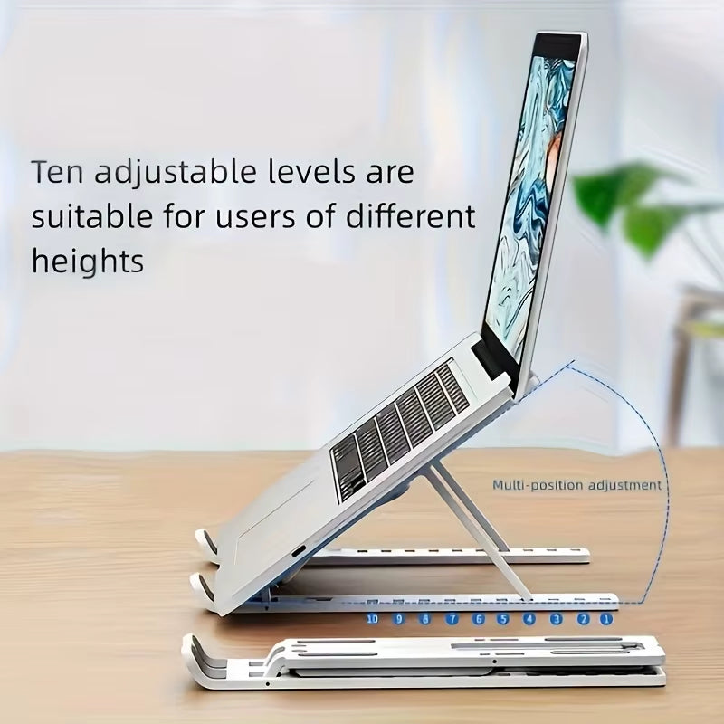 Laptop Stand, Adjustable Foldable Notebook Riser, Portable Collapsible Cooling Bracket for Desktop Office Home Daily Use