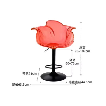 Modern Transparent Acrylic Bar Stools, Stylish Furniture and Balcony Seats, Simple and Luxurious Transparent Petal Dining Chairs