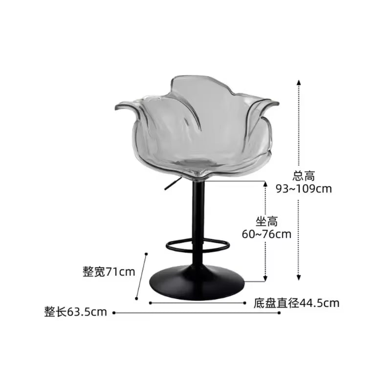 Modern Transparent Acrylic Bar Stools, Stylish Furniture and Balcony Seats, Simple and Luxurious Transparent Petal Dining Chairs