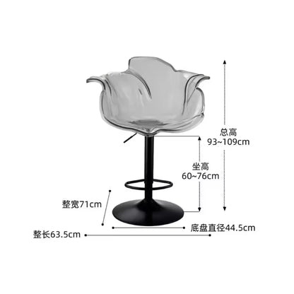Modern Transparent Acrylic Bar Stools, Stylish Furniture and Balcony Seats, Simple and Luxurious Transparent Petal Dining Chairs