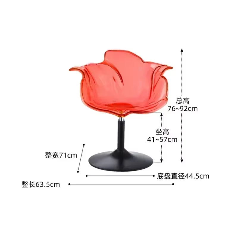 Modern Transparent Acrylic Bar Stools, Stylish Furniture and Balcony Seats, Simple and Luxurious Transparent Petal Dining Chairs