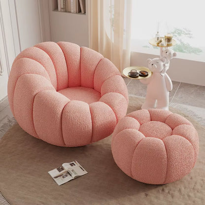 Cream Spinning Lazy Pumpkin Chair Tatami Living Room Leisure Chair Single Sofa Lying or Sleeping Bedroom Leisure Sofa Furniture