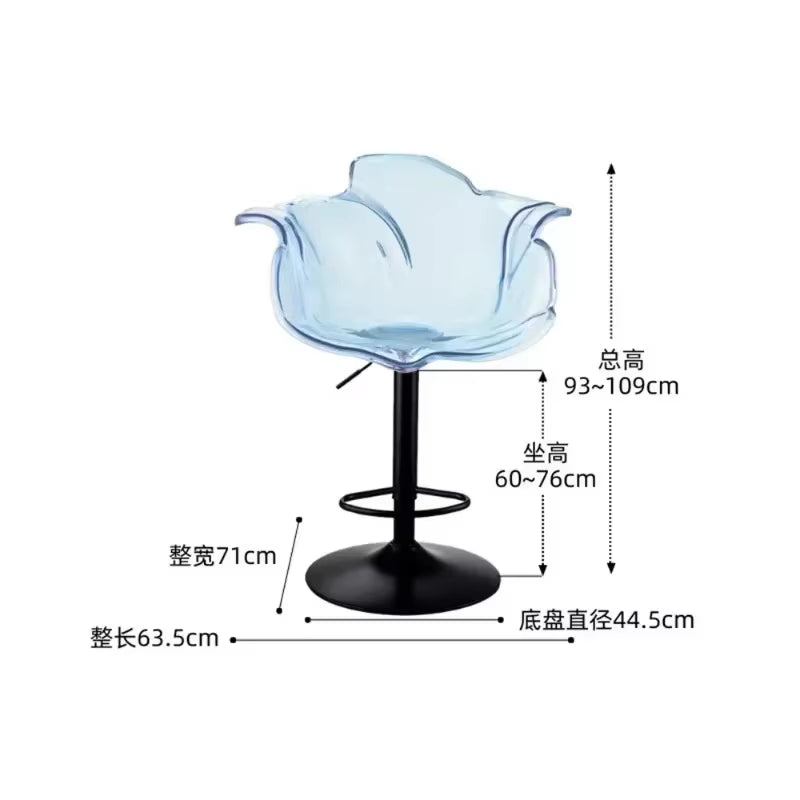 Modern Transparent Acrylic Bar Stools, Stylish Furniture and Balcony Seats, Simple and Luxurious Transparent Petal Dining Chairs