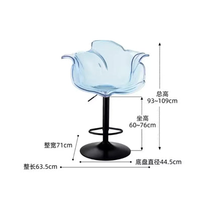 Modern Transparent Acrylic Bar Stools, Stylish Furniture and Balcony Seats, Simple and Luxurious Transparent Petal Dining Chairs