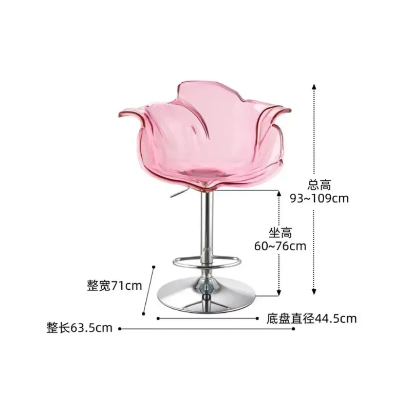 Modern Transparent Acrylic Bar Stools, Stylish Furniture and Balcony Seats, Simple and Luxurious Transparent Petal Dining Chairs