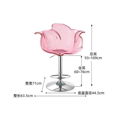 Modern Transparent Acrylic Bar Stools, Stylish Furniture and Balcony Seats, Simple and Luxurious Transparent Petal Dining Chairs