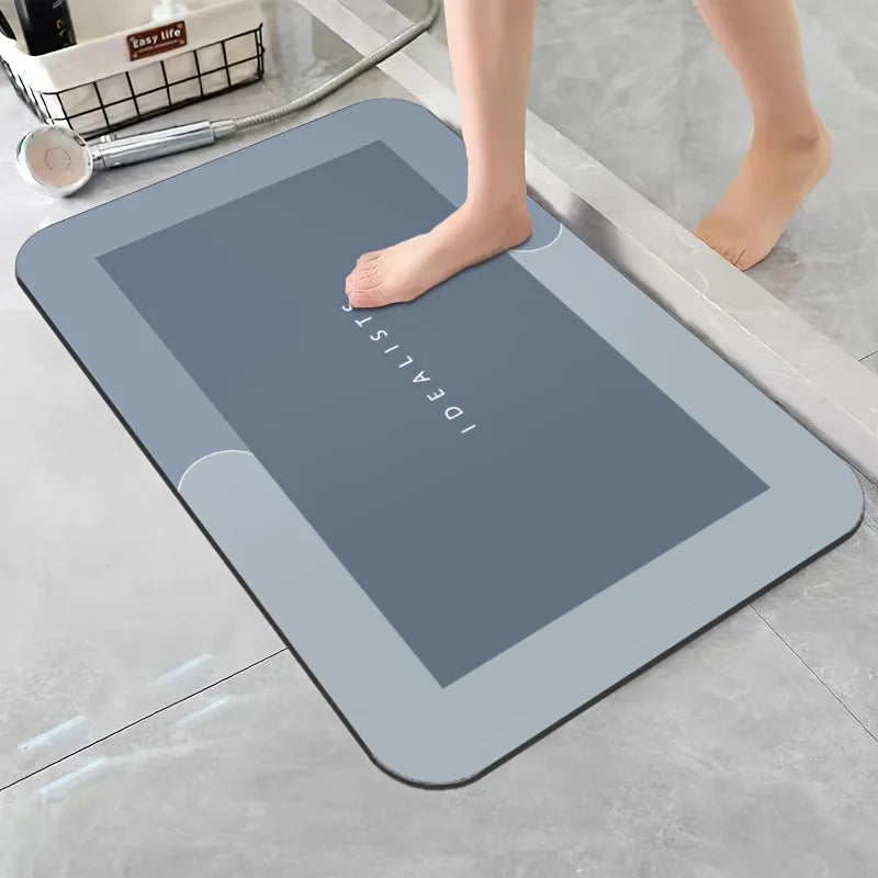 Diatomaceous Earth Bath Mat Super Absorbent Non Slip Fast Drying Soft Floor Mat for Bathroom Shower Laundry Bedroom Kitchen RV