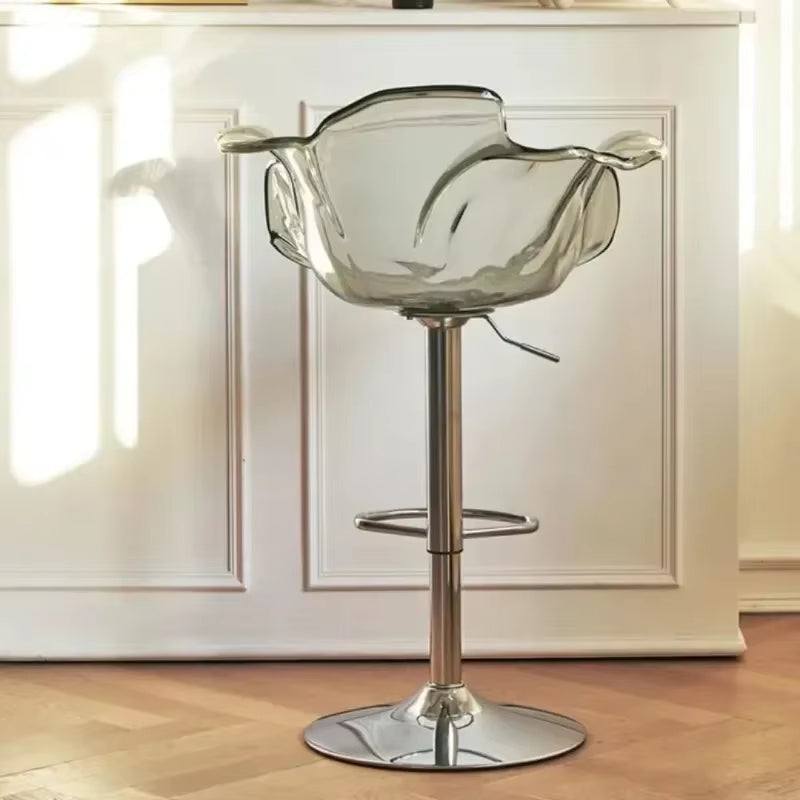 Modern Transparent Acrylic Bar Stools, Stylish Furniture and Balcony Seats, Simple and Luxurious Transparent Petal Dining Chairs