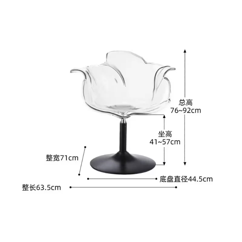 Modern Transparent Acrylic Bar Stools, Stylish Furniture and Balcony Seats, Simple and Luxurious Transparent Petal Dining Chairs