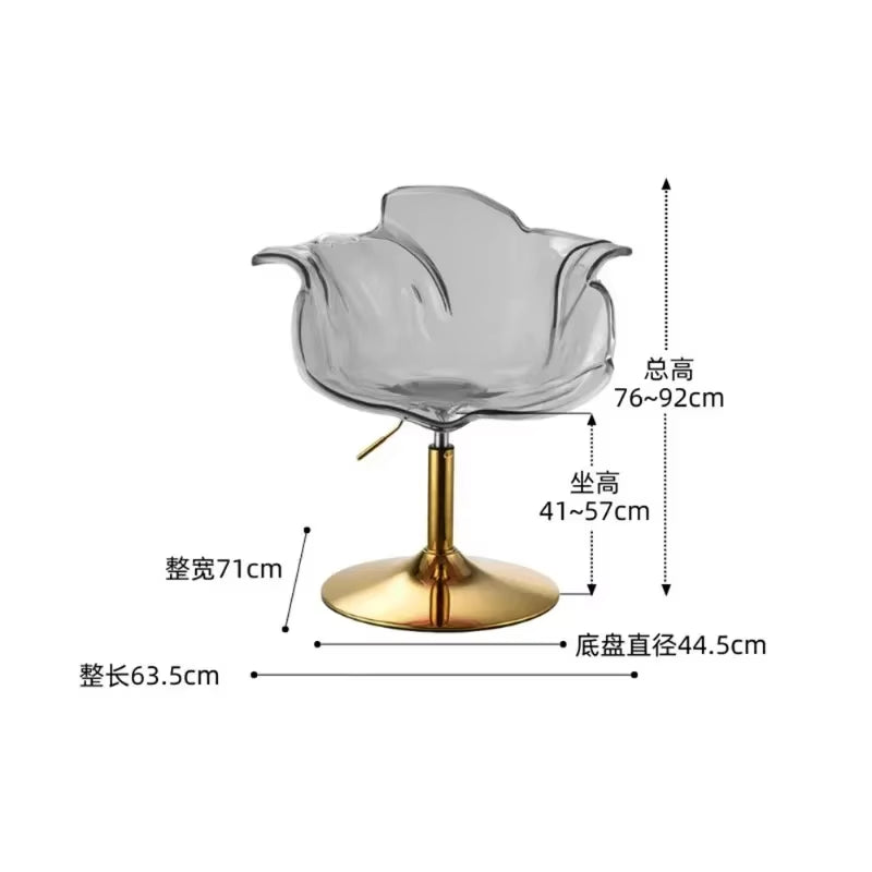 Modern Transparent Acrylic Bar Stools, Stylish Furniture and Balcony Seats, Simple and Luxurious Transparent Petal Dining Chairs