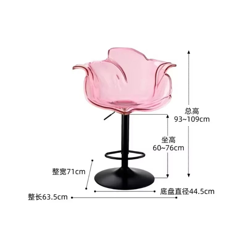 Modern Transparent Acrylic Bar Stools, Stylish Furniture and Balcony Seats, Simple and Luxurious Transparent Petal Dining Chairs