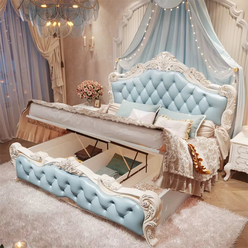 Large Girls Bedrooms Double Bed Board Box Young Luxury Household Double Bed Storage Modern Camas De Dormitorio Furniture Home