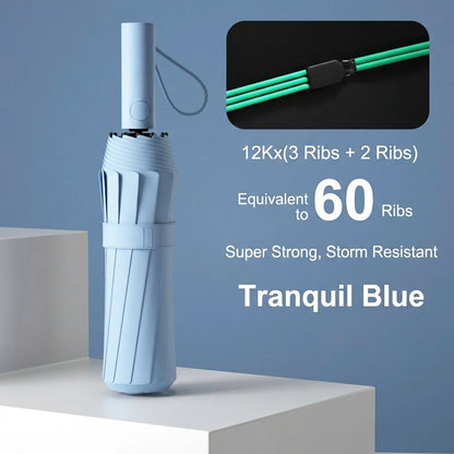 Reinforced 24-Bone Umbrella, Men'S Business Strong and Durable Wind-Resistant Umbrella, Anti-Uv Sunscreen Umbrella Women'S Sunny