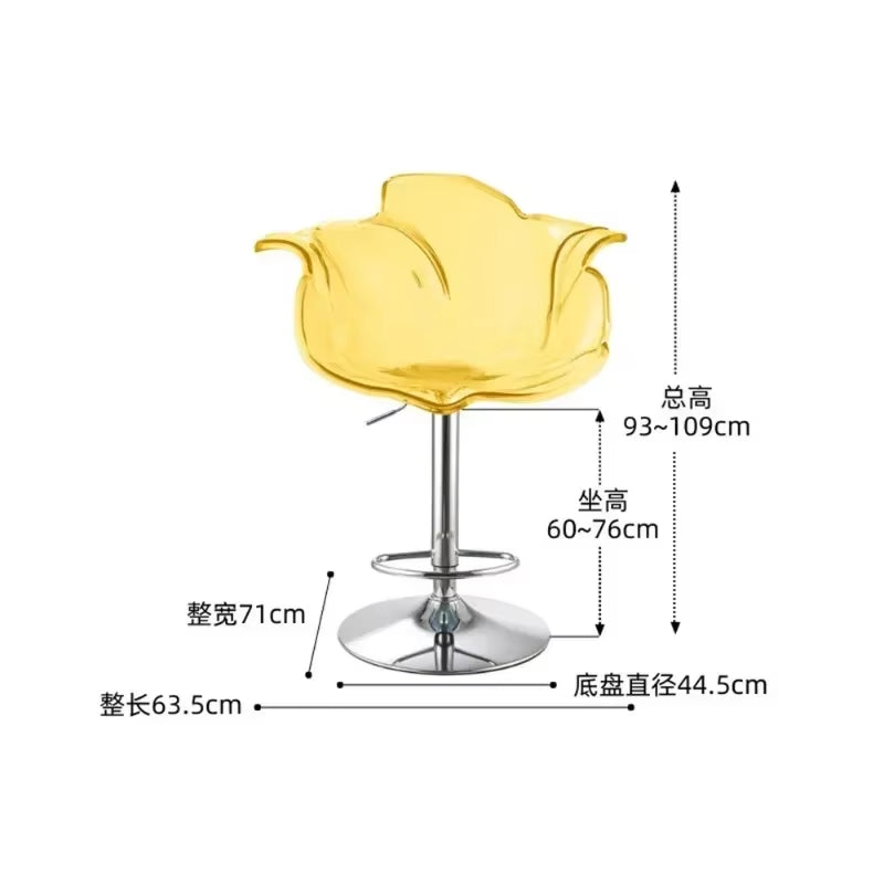 Modern Transparent Acrylic Bar Stools, Stylish Furniture and Balcony Seats, Simple and Luxurious Transparent Petal Dining Chairs