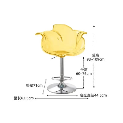 Modern Transparent Acrylic Bar Stools, Stylish Furniture and Balcony Seats, Simple and Luxurious Transparent Petal Dining Chairs