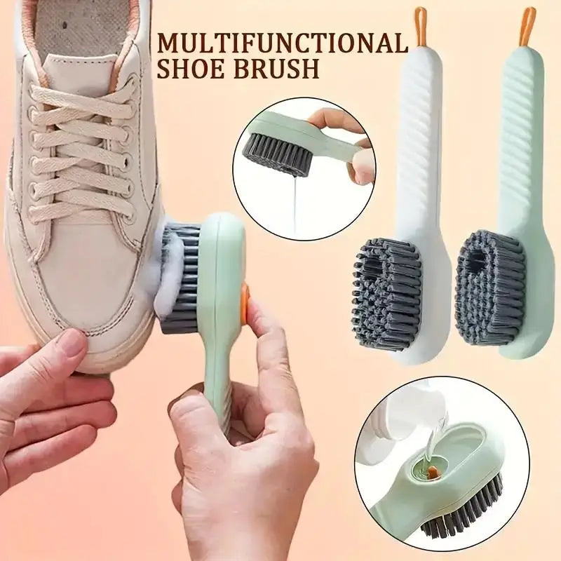 Multi-Surface Liquid Shoe Brush - Soft Bristles & Ergonomic Handle for Bathroom, Kitchen & Laundry Cleaning