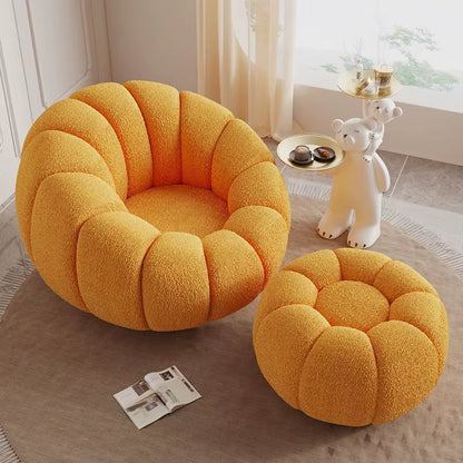 Cream Spinning Lazy Pumpkin Chair Tatami Living Room Leisure Chair Single Sofa Lying or Sleeping Bedroom Leisure Sofa Furniture