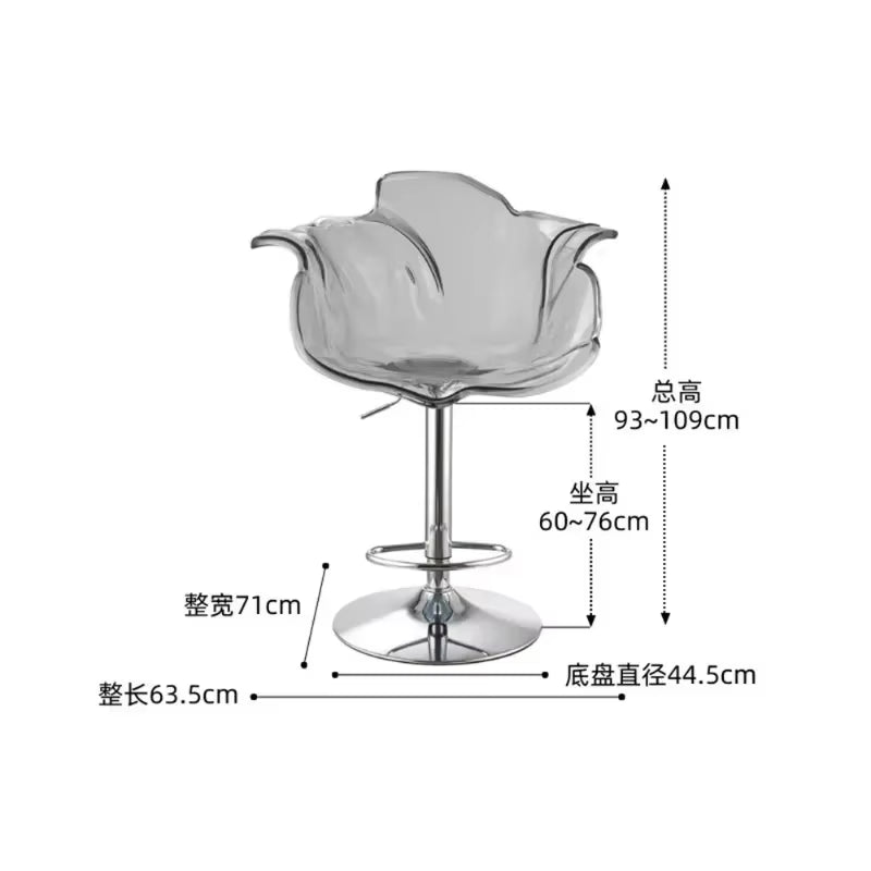Modern Transparent Acrylic Bar Stools, Stylish Furniture and Balcony Seats, Simple and Luxurious Transparent Petal Dining Chairs