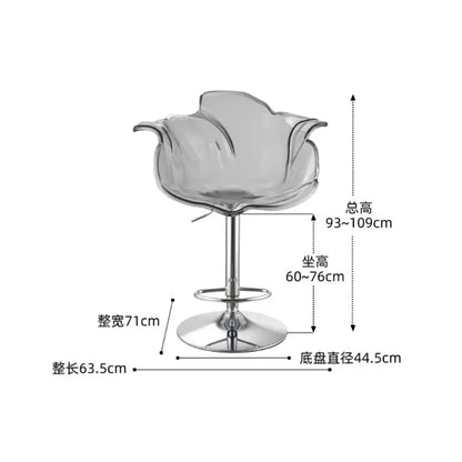 Modern Transparent Acrylic Bar Stools, Stylish Furniture and Balcony Seats, Simple and Luxurious Transparent Petal Dining Chairs