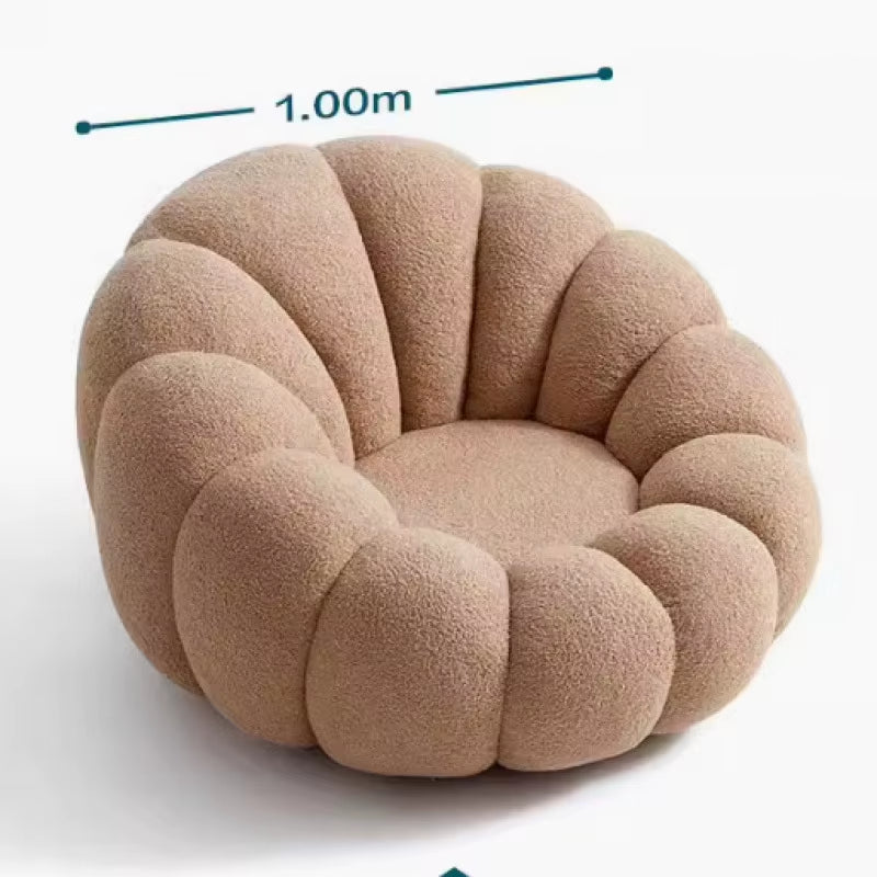 Cream Spinning Lazy Pumpkin Chair Tatami Living Room Leisure Chair Single Sofa Lying or Sleeping Bedroom Leisure Sofa Furniture