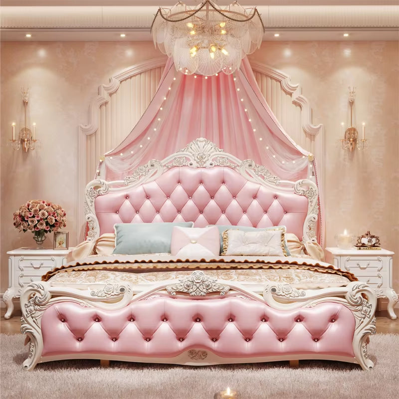 Large Girls Bedrooms Double Bed Board Box Young Luxury Household Double Bed Storage Modern Camas De Dormitorio Furniture Home