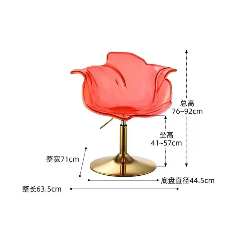 Modern Transparent Acrylic Bar Stools, Stylish Furniture and Balcony Seats, Simple and Luxurious Transparent Petal Dining Chairs