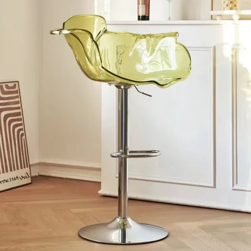 Modern Transparent Acrylic Bar Stools, Stylish Furniture and Balcony Seats, Simple and Luxurious Transparent Petal Dining Chairs