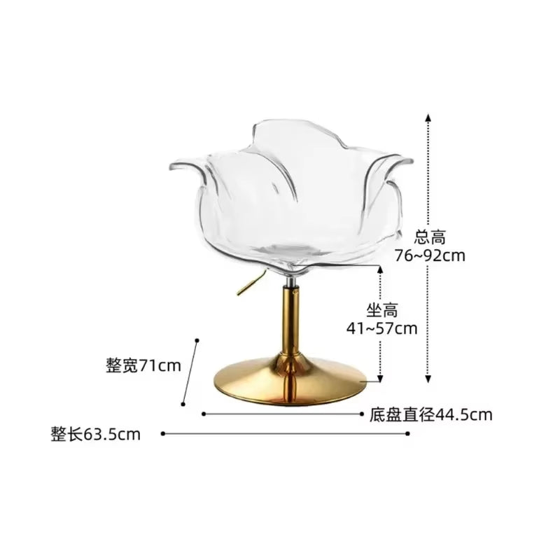 Modern Transparent Acrylic Bar Stools, Stylish Furniture and Balcony Seats, Simple and Luxurious Transparent Petal Dining Chairs