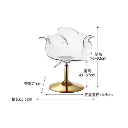 Modern Transparent Acrylic Bar Stools, Stylish Furniture and Balcony Seats, Simple and Luxurious Transparent Petal Dining Chairs