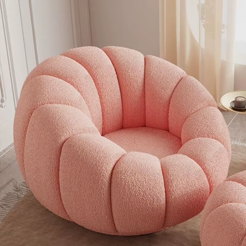 Cream Spinning Lazy Pumpkin Chair Tatami Living Room Leisure Chair Single Sofa Lying or Sleeping Bedroom Leisure Sofa Furniture