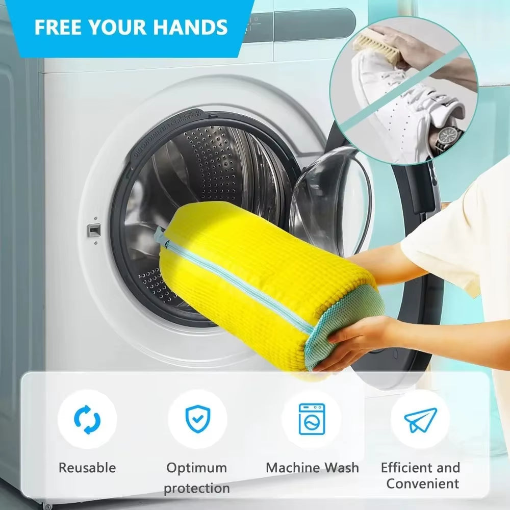Shoe Wash Shoes Bag Padded Net Laundry Protector Fluffy Fibers Polyester Washing Shoes Machine Laundry Bag Drying Bags 1PCS