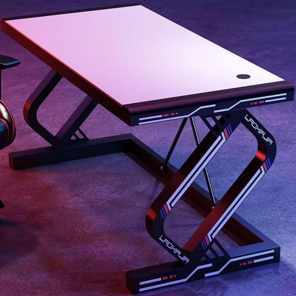 Carbon Fiber Gaming Desk Computer Desk with Tempered Glass Top & Reinforced Steel Frame Modern Gamer Desk Home Office Furniture