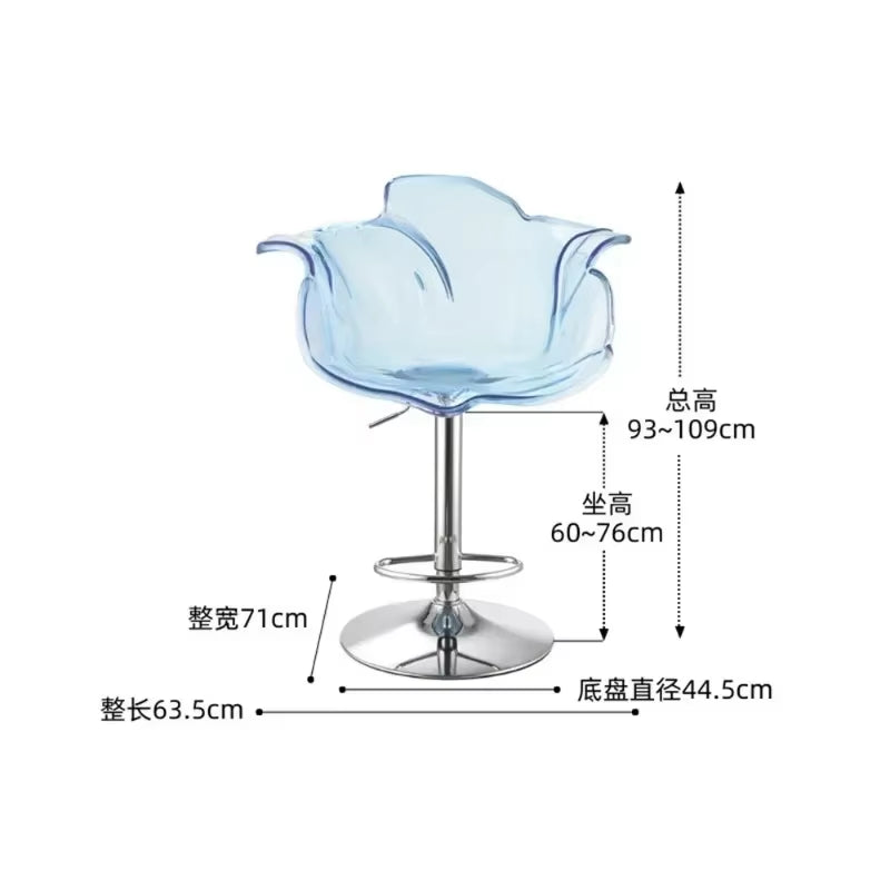 Modern Transparent Acrylic Bar Stools, Stylish Furniture and Balcony Seats, Simple and Luxurious Transparent Petal Dining Chairs