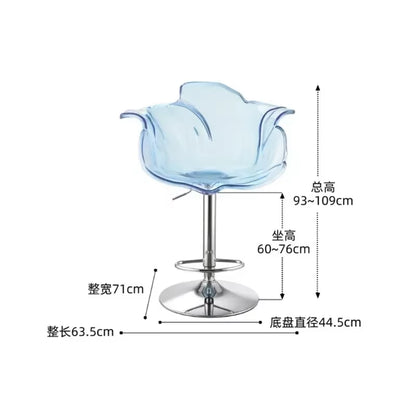 Modern Transparent Acrylic Bar Stools, Stylish Furniture and Balcony Seats, Simple and Luxurious Transparent Petal Dining Chairs