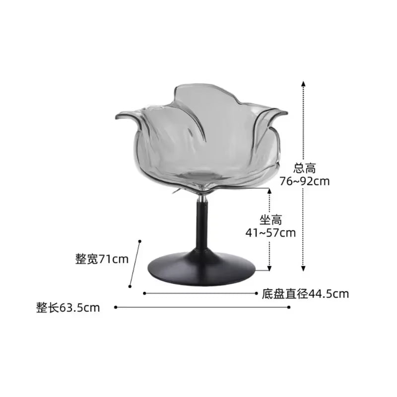 Modern Transparent Acrylic Bar Stools, Stylish Furniture and Balcony Seats, Simple and Luxurious Transparent Petal Dining Chairs