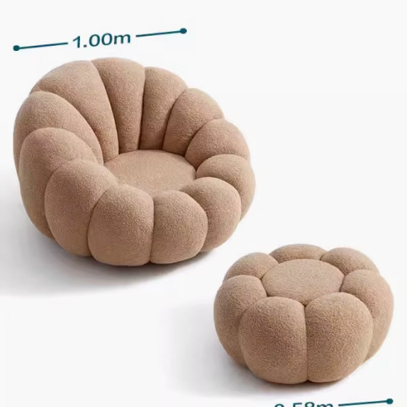 Cream Spinning Lazy Pumpkin Chair Tatami Living Room Leisure Chair Single Sofa Lying or Sleeping Bedroom Leisure Sofa Furniture