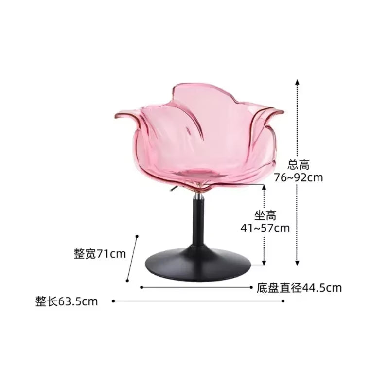 Modern Transparent Acrylic Bar Stools, Stylish Furniture and Balcony Seats, Simple and Luxurious Transparent Petal Dining Chairs