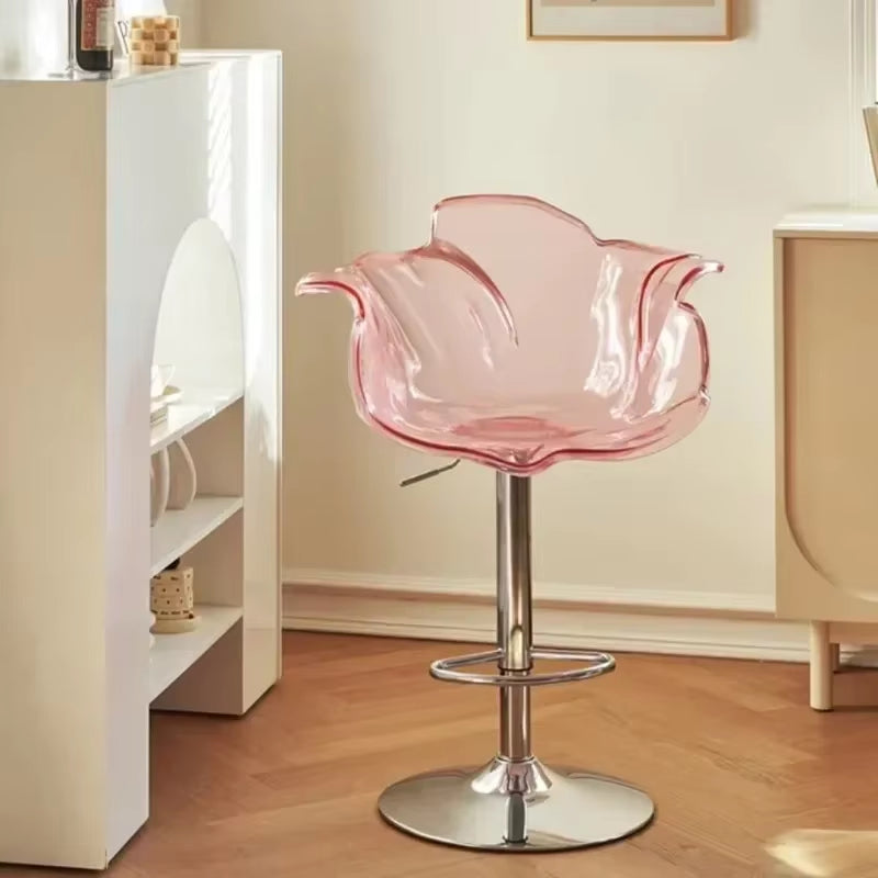 Modern Transparent Acrylic Bar Stools, Stylish Furniture and Balcony Seats, Simple and Luxurious Transparent Petal Dining Chairs
