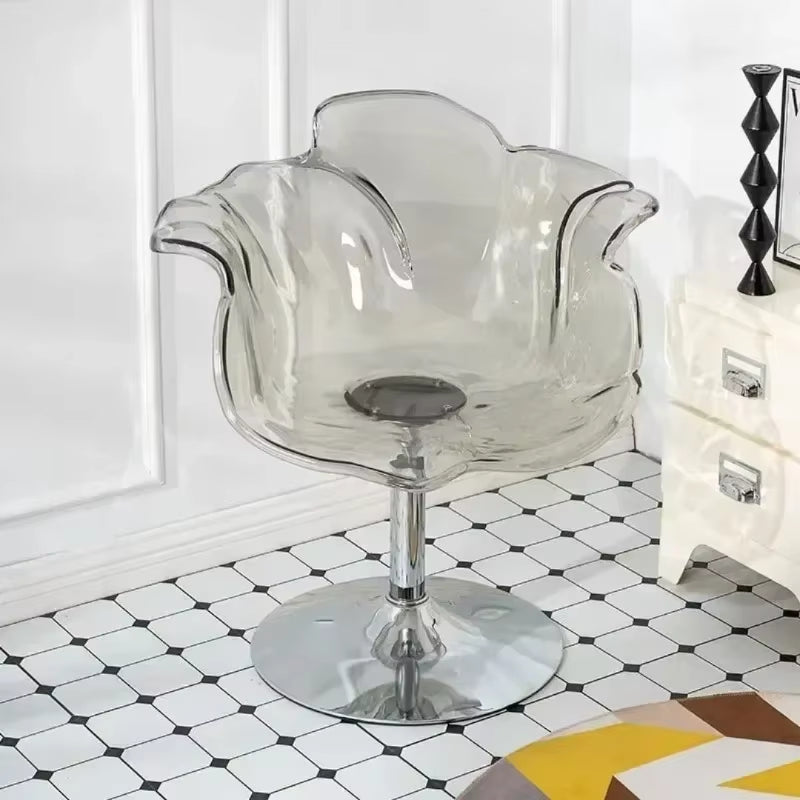 Modern Transparent Acrylic Bar Stools, Stylish Furniture and Balcony Seats, Simple and Luxurious Transparent Petal Dining Chairs