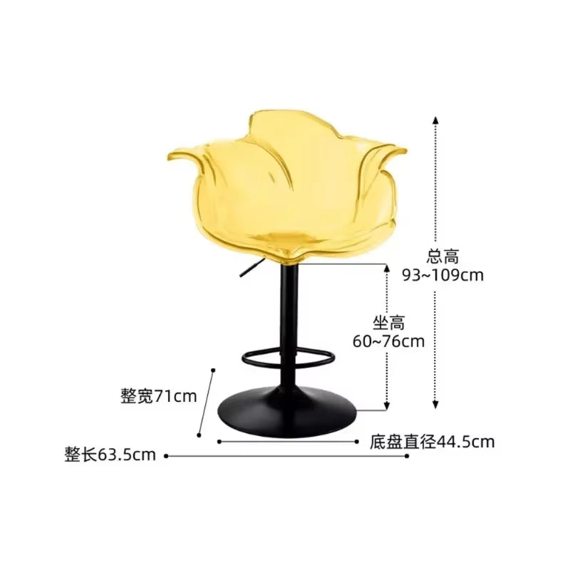 Modern Transparent Acrylic Bar Stools, Stylish Furniture and Balcony Seats, Simple and Luxurious Transparent Petal Dining Chairs