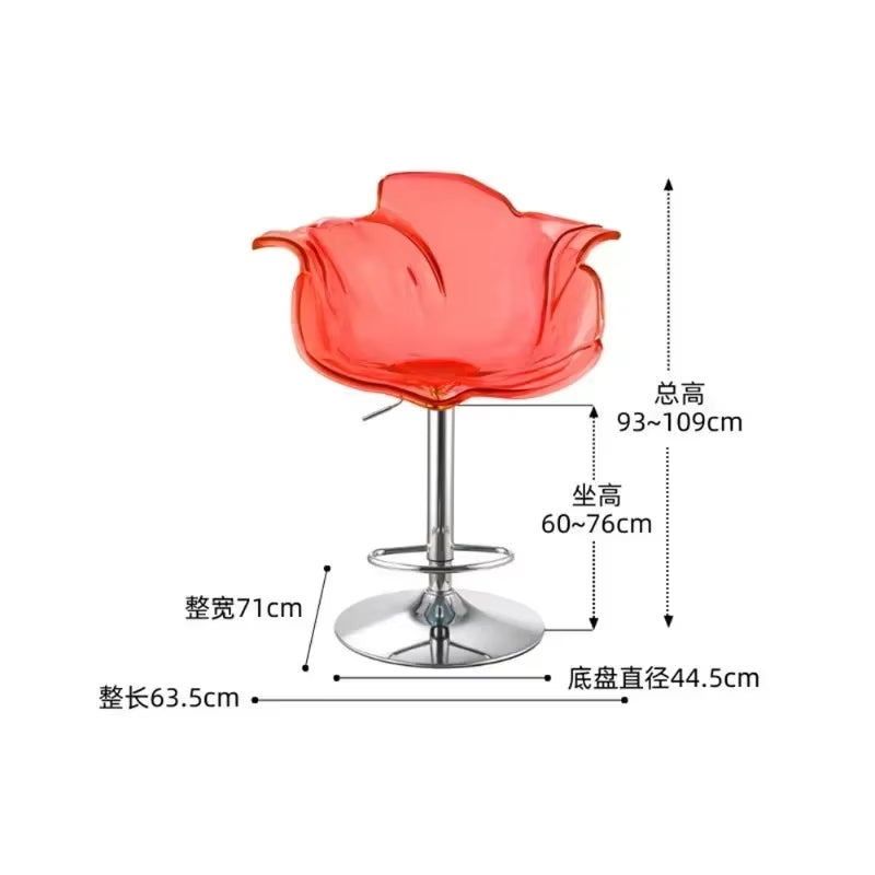Modern Transparent Acrylic Bar Stools, Stylish Furniture and Balcony Seats, Simple and Luxurious Transparent Petal Dining Chairs