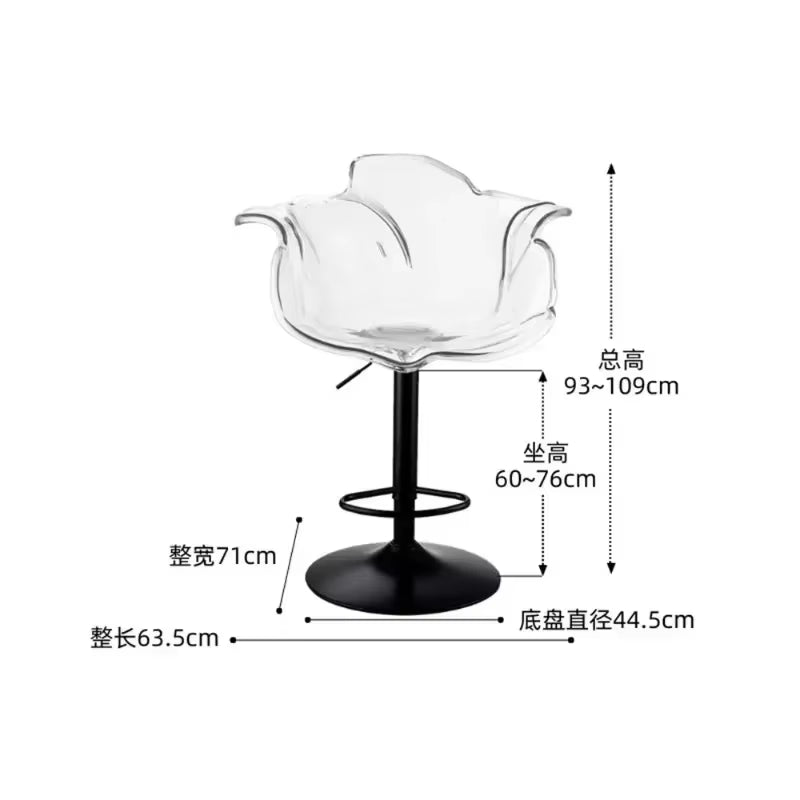 Modern Transparent Acrylic Bar Stools, Stylish Furniture and Balcony Seats, Simple and Luxurious Transparent Petal Dining Chairs