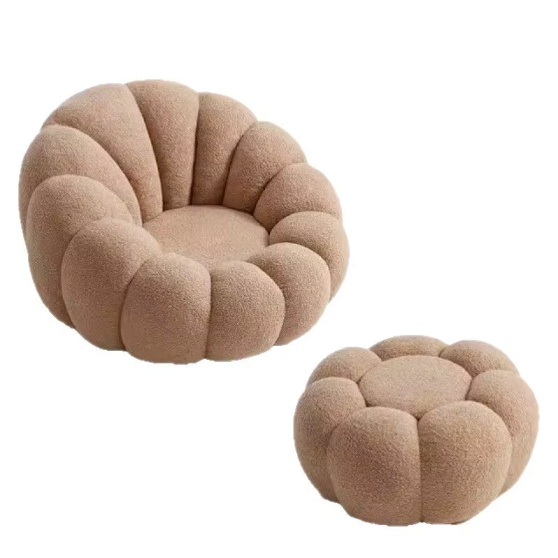 Cream Spinning Lazy Pumpkin Chair Tatami Living Room Leisure Chair Single Sofa Lying or Sleeping Bedroom Leisure Sofa Furniture