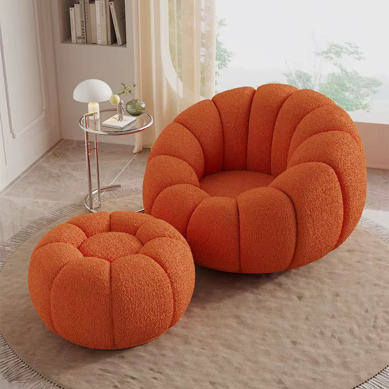 Cream Spinning Lazy Pumpkin Chair Tatami Living Room Leisure Chair Single Sofa Lying or Sleeping Bedroom Leisure Sofa Furniture