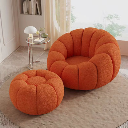 Cream Spinning Lazy Pumpkin Chair Tatami Living Room Leisure Chair Single Sofa Lying or Sleeping Bedroom Leisure Sofa Furniture